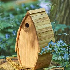 Vogelhuisje hout met askamer, luxe model