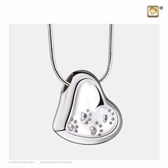 Leaning Heart with paws Ashes Pendant Pol silver
