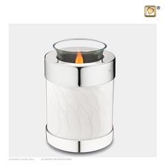 Tealight urn Pearl White&Pol silver
